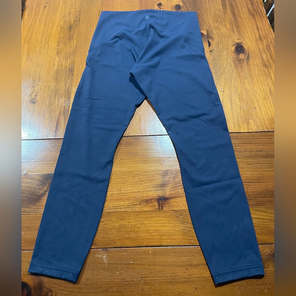 LULULEMON Womens True Navy High Waisted Athletic Lounge Yoga Leggings Size 10 - Picture 2 of 4